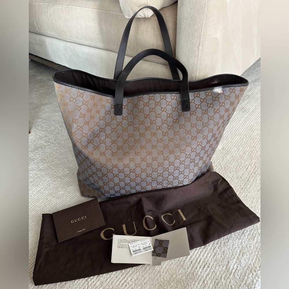 Gucci metallic monogram XL shopper tote